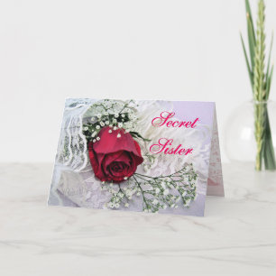 Geheime Zuster-Rose & Lace-iedere gelegenheid Kaart