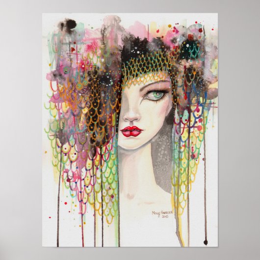 Geheimen Modern Gypsy Fantasy Art Woman Waterverf Poster (Voorkant)