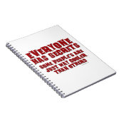 Geheimen zijn cool grappig boek slogan ontwerp notitieboek (Rechterzijde)
