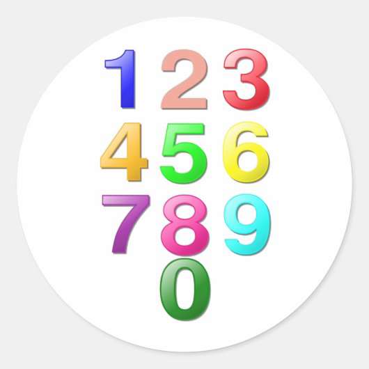 Gehele getallen of telcijfers plus nul ronde sticker (Voorkant)