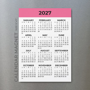 Gehele Jaaroverzicht 2027 Helder Roze Magnetische