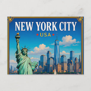 🗽 Geheugen aan de New York City Skyline vanuit Ma Briefkaart