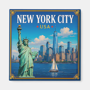 🗽 Geheugen aan de New York City Skyline vanuit Ma Magneet