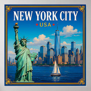 🗽 Geheugen aan de New York City Skyline vanuit Ma Poster