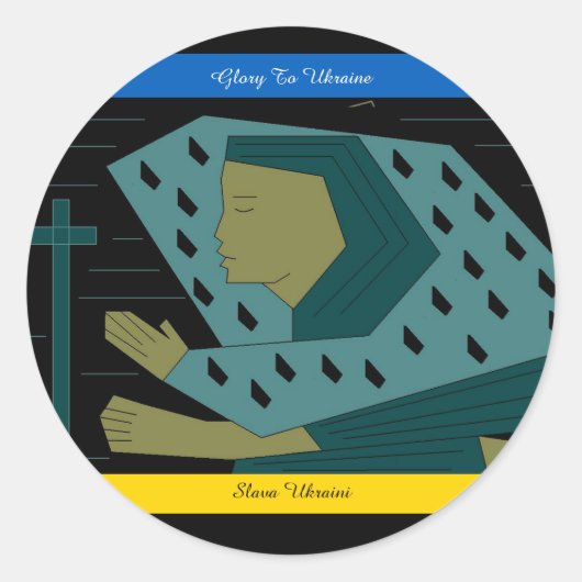 GEHEUGEN AAN DE UKRAÏNE CLASSIC ROND STICKER (Voorkant)