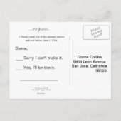 Geheugen aangepaste antwoordkaart uitnodiging briefkaart (Achterkant)