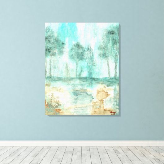 Geheugen, Abstracte landschapsbomen Kunstschildere Canvas Afdruk (Insitu (Houten vloer))
