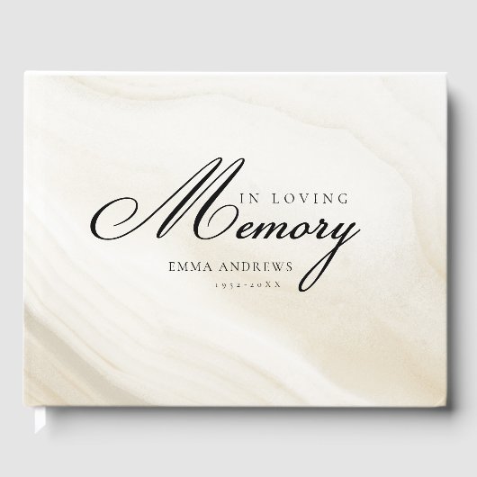Geheugen "In Loving Memory" Marmer, beige Gastenboek (Voorkant)