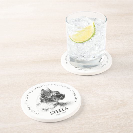 Geheugen van een Beloved Pet Memorial Zandsteen Onderzetter (Zijkant)