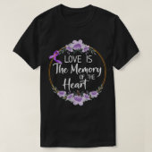 Geheugen van hart-Alzheimer bewustzijn Paarse lint T-shirt (Design voorkant)