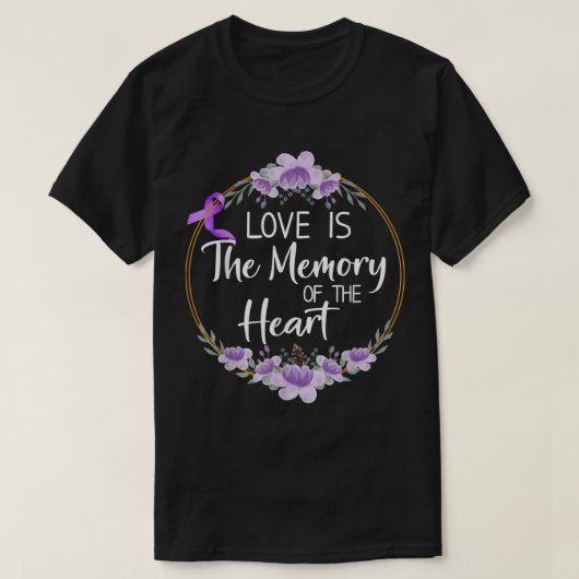 Geheugen van hart-Alzheimer bewustzijn Paarse lint T-shirt (Design voorkant)