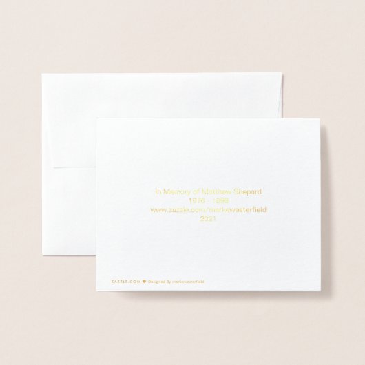 Geheugen van Matthew Shepard 1976 - 1998 Folie Car Folie Kaarten (Met envelop)