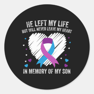 Geheugen van mijn liefdevolle zoon zelfmoord preve ronde sticker