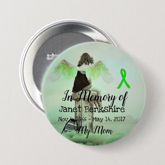Geheugen van mijn mama Lyme Memorial Button (Voorkant /achterkant)
