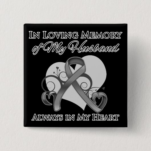 Geheugen van mijn man: hersenkanker vierkante button 5,1 cm (Voorkant)