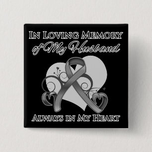 Geheugen van mijn man: hersenkanker vierkante button 5,1 cm