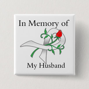 Geheugen van mijn man - Lung Cancer Vierkante Button 5,1 Cm