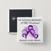 Geheugen van mijn man: pancreaskanker vierkante button 5,1 cm (Voorkant /achterkant)