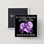 Geheugen van mijn zoon - pancreaskanker vierkante button 5,1 cm (Voorkant /achterkant)