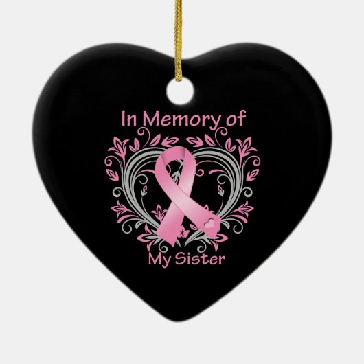 Geheugen van mijn zuster Borstkanker hart Keramisch Ornament (Achterkant)