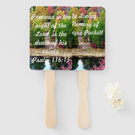 Geheugen van Psalm 116:15 Handwaaier (Voorkant en achterkant)