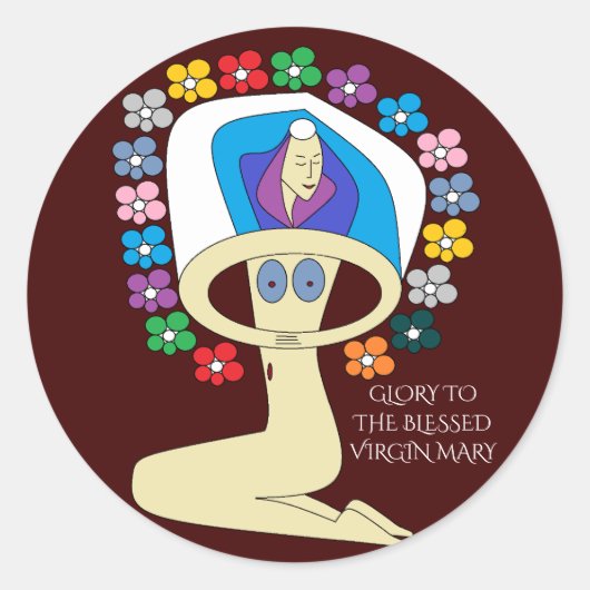 GEHEUGEN VOOR DE BLESSEERDE VIRGIN MARY RONDE STICKER (Voorkant)