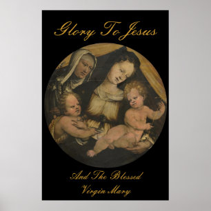GEHEUGEN VOOR JESUS EN DE BLESSEERDE VIRGIN MARY POSTER