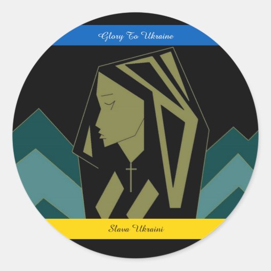 GEHEUGEN VOOR OEKRAÏNE RONDE STICKER (Voorkant)