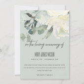 GEHEUGEN WIT-GREEN GRAY FLORAL SYMPATHY MEMORIAL BEDANKKAART (Voorkant)