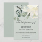 GEHEUGEN WIT-GREEN GRAY FLORAL SYMPATHY MEMORIAL BEDANKKAART (Voorkant / Achterkant)