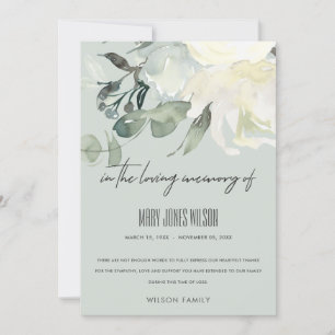GEHEUGEN WIT-GREEN GRAY FLORAL SYMPATHY MEMORIAL BEDANKKAART
