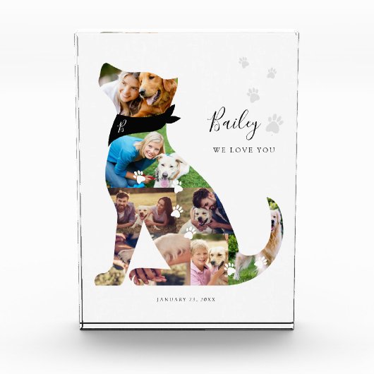 Geheugend geheugen Dog Photo Collage Pet Memorial Fotoblokken (Voorkant)