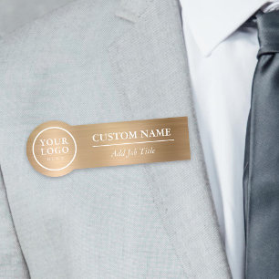 Geheugende Elegant Metallic Gold Clothes Employee Naamplaatje