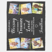 Geheugenfoto Collage Faux Leather Memorial Fleece Deken (Voorkant)