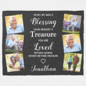 Geheugenfoto Collage Faux Leather Memorial Fleece Deken (Voorkant (Horizontaal))
