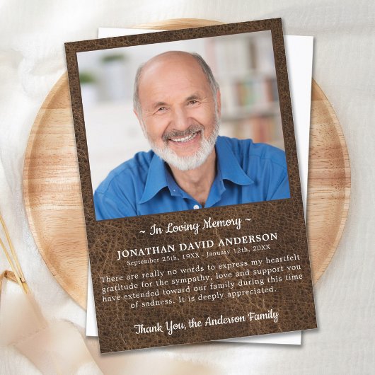 Geheugenfoto Ledersympathie Faux Bedankkaart