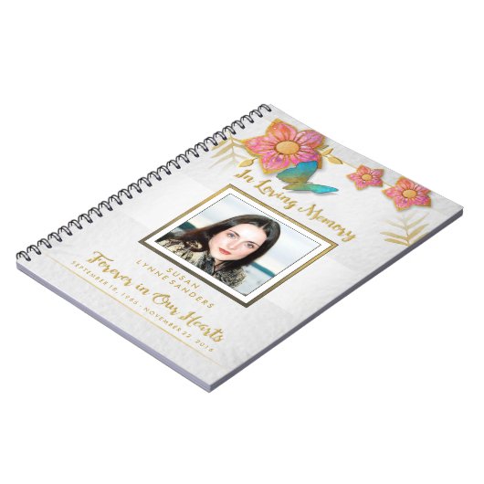 Geheugenfoto van vlinder Memorial Guest Book Notitieboek (Linkerzijde)