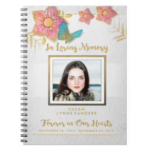 Geheugenfoto van vlinder Memorial Guest Book Notitieboek