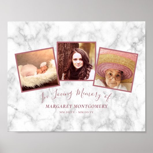 Geheugengeheugen Roos Gold Pink Marble Photo Colla Poster (Voorkant)