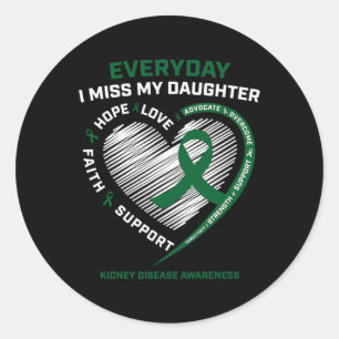 Geheugengeschenk Miss Mijn dochter Nierziekte Awar Ronde Sticker