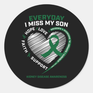 Geheugengeschenken Miss My Son Nierziekte bewustzi Ronde Sticker