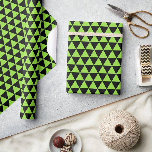 Geheugengroene zwarte Patroon Aangepaste tekst Cadeaupapier