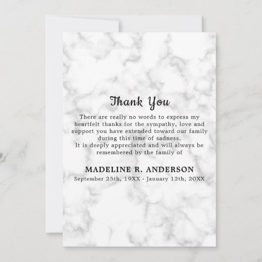 Geheugenherinnering foto sympathie begrafenis bedankkaart (Achterkant)