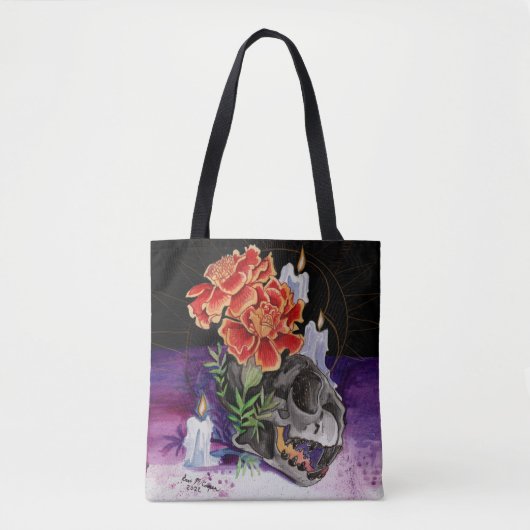 Geheugenkaarten Autumn Vibes Kat schedel Post Tote Bag (Voorkant)