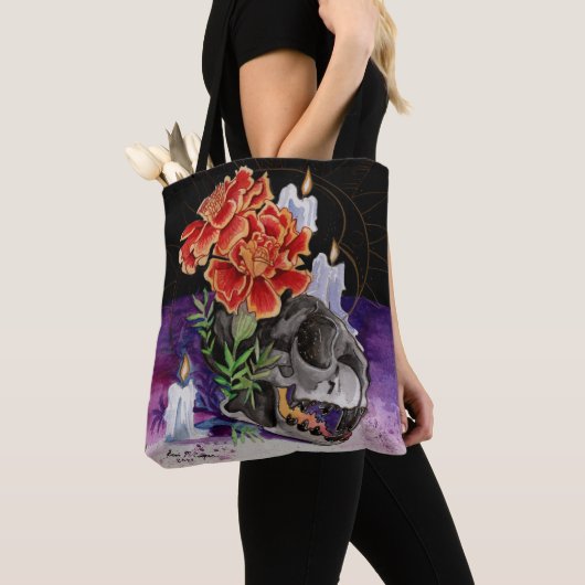 Geheugenkaarten Autumn Vibes Kat schedel Post Tote Bag (Dichtbij)