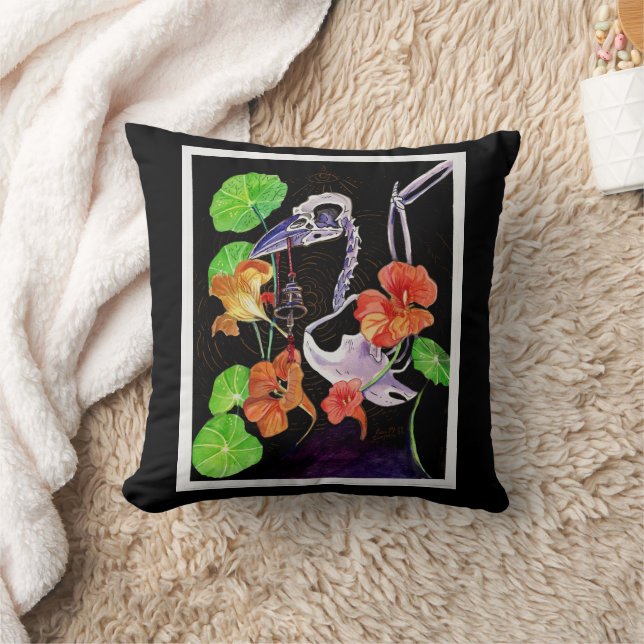 Geheugenkaarten Autumn Vibes Raven skeleton Poster Kussen (Deken)