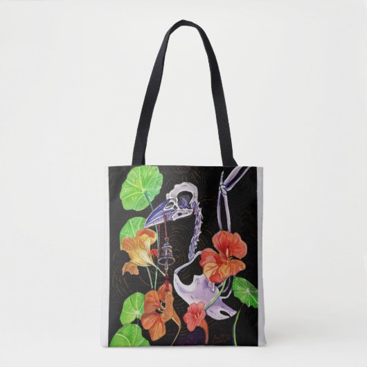 Geheugenkaarten Autumn Vibes Raven Skeleton Poster Tote Bag (Voorkant)