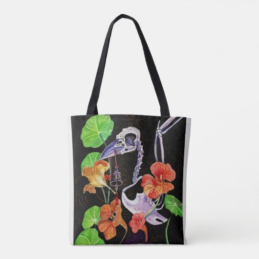 Geheugenkaarten Autumn Vibes Raven Skeleton Poster Tote Bag (Achterkant)
