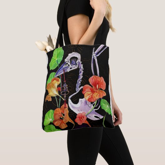 Geheugenkaarten Autumn Vibes Raven Skeleton Poster Tote Bag (Dichtbij)