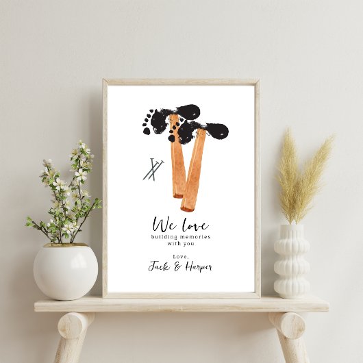 Geheugens bouwen met papa voetafdruk hamer poster